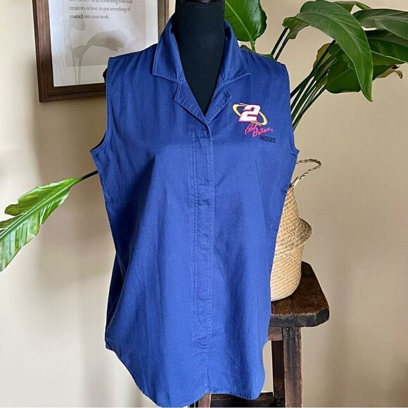 𝅺VINTAGE NASCAR Rusty Wallace Sleeveless Button Down - Picture 1 of 12